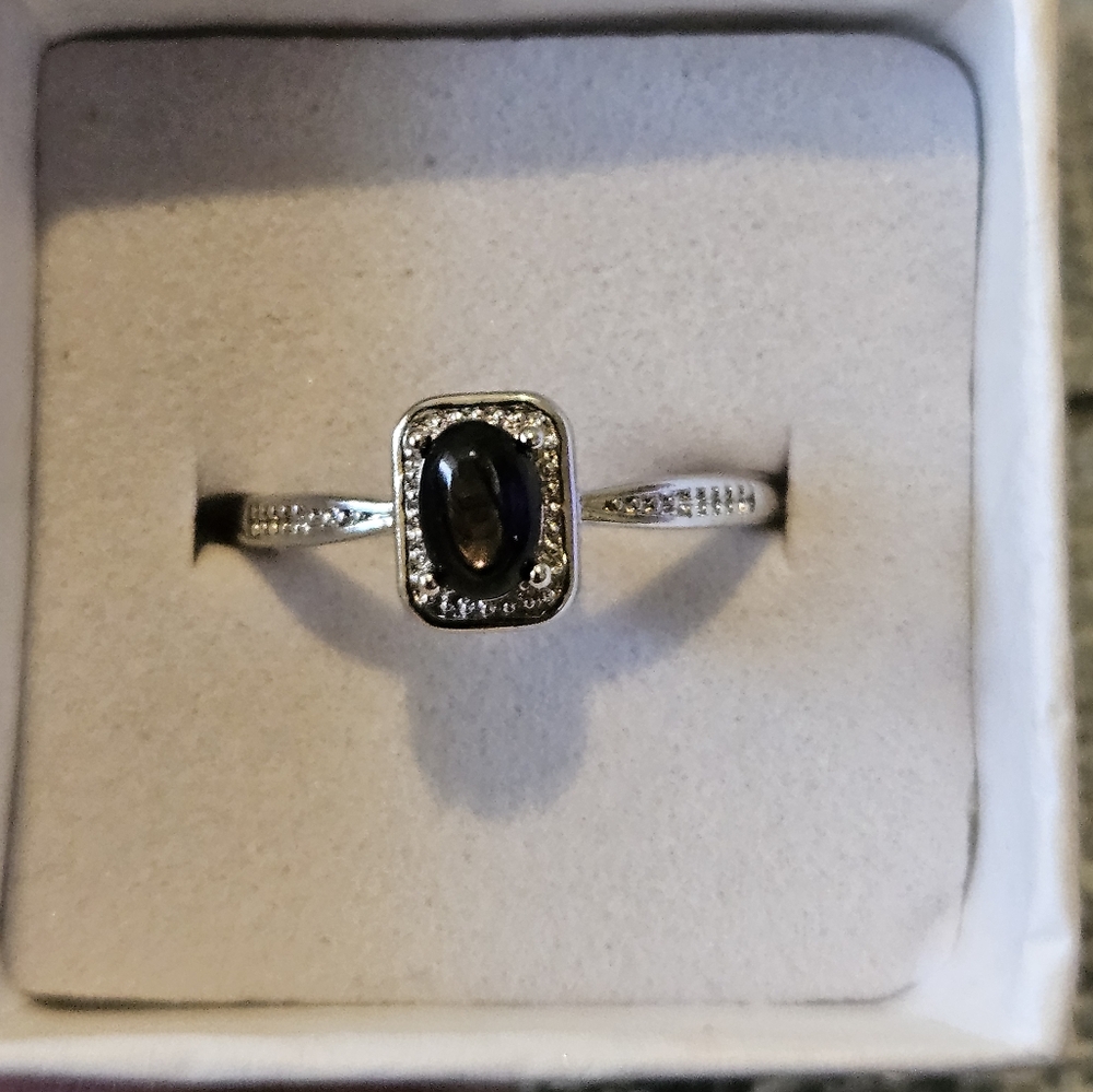 Elegant Sterling and Obsidian Ring
